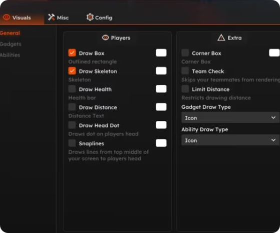 Exodus cheat menu — Visuals